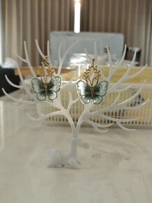 1 Pair Boho Floral Drop Dangle Earrings With Crystal Tassels, Wedding Party Jewelry Gift For Women