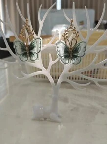 1 Pair Boho Floral Drop Dangle Earrings With Crystal Tassels, Wedding Party Jewelry Gift For Women