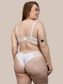 KIT Short Doll Plus Size With Comfortable Lace Night Line + Plus Size Set In Fabiana Microfiber. - trắng - Xem 3