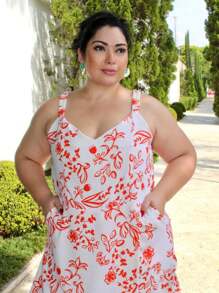 Women's Plus Size Jumpsuit Short Skirt With Printed Lining Summer - 顏色4 - 查看 3
