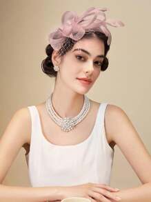 1pc Fascinators Headband With Feather, Women's Tea Party Hat For Kentucky Derby, Cocktail, Wedding, Fancy Dress Party, Tiny Hats, Mini Cap