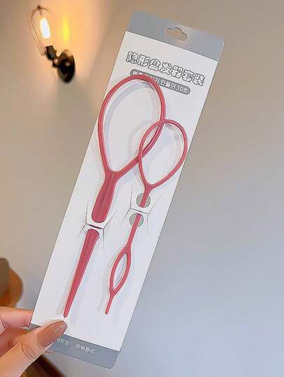 2pcs Grey Women Solid Casual Hair Curler For Daily Life,Hair Braiding Tool Pull Pin ,Hair Styling Tools Hair Accessories