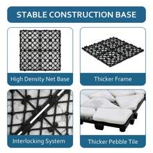 4/8/16pcs Natural Stone Interlocking Deck Tiles, 12"X12" Carrara White Pebble Waterproof Patio Deck, Outdoor Indoor Floor Decking Tiles For Porch Poolside Balcony Backyard - 8 Pieces - View 4