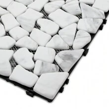 4/8/16pcs Natural Stone Interlocking Deck Tiles, 12"X12" Carrara White Pebble Waterproof Patio Deck, Outdoor Indoor Floor Decking Tiles For Porch Poolside Balcony Backyard - 8 Pieces - View 8