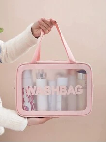 3pcs/1pc Summer Travel Toiletry Bag, PVC Waterproof Cosmetic Bag, Large Capacity Travel Organizer Bag For Cosmetics, Makeup, Toiletries, Suitable For Men & Women, Transparent Matte Makeup Bag, Swimming Bag, Travel Pouch, Makeup Bag, Makeup Case, Lipstick, Brushes, Skincare, Phone, Coins, Small Items, Suitable For Home, Gifts, Holidays, Halloween, Christmas, Multi-Purpose Use, Gift For Girlfriend, Gift For Women, Girls