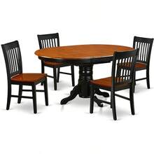 The 5-Piece Lunch Box Includes An Oval Dining Table With Butterfly Leaves And 4 Kitchen Chairs, 42x60 Inches, Black And Cherry - KENO5-BCH-W - 查看 4