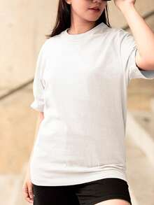Women's 100% Cotton Casual T-Shirt He Lives Print - trắng - Xem 2