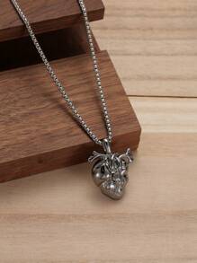 1 pieza Collar con colgante de órgano de corazón vintage, collar de cadena personalizado versátil unisex para parejas