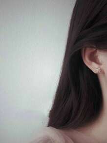 1 对 925 纯银简约别致精致迷你四叶草方晶锆石耳钉 适合女孩 - 均碼 - 查看 4