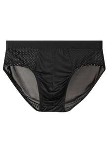 4pcs Men's Breathable Mesh Triangle Briefs, Solid Color Comfortable Underwear