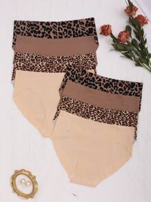 8入組無縫女士內褲，彈性舒適塑形下腰豹紋內褲 - 彩色 - 查看 3