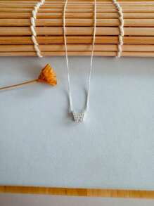 Delicarium Genuine 925 Silver Necklace With Initial Letter Studded With Zirconias - W - 查看 1