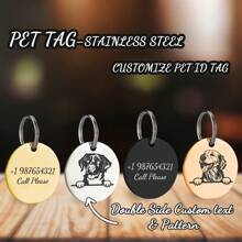 1 chiếc Thẻ ID thú cưng độc đáo dễ thương có họa tiết chó - Tên tùy chỉnh, vui nhộn, ngầu, bằng thép không gỉ, khắc hình tròn, đeo cổ cho chó và mèo, Thẻ đeo cổ cho nam - Nhiều màu - Xem 2