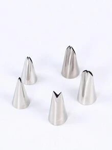 5 件蛋糕奶油花喷嘴套装，适合日常休闲使用 - 銀色 - 查看 8