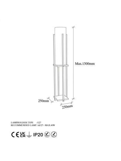 Well Home Vloer Lamp Medium Wit Shade Metal, Black/Copper Shelves, 25x25x13, E27 Socket. Free Shipping In 24/48h view 2