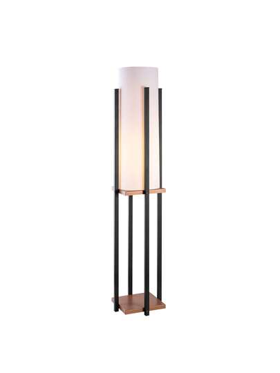 Well Home Vloer Lamp Medium Wit Shade Metal, Black/Copper Shelves, 25x25x13, E27 Socket. Free Shipping In 24/48h view 3