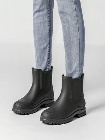 Women's Short Rain Boots, Solid Color Waterproof Boots, Low-Top Water Shoes, Garden Shoes