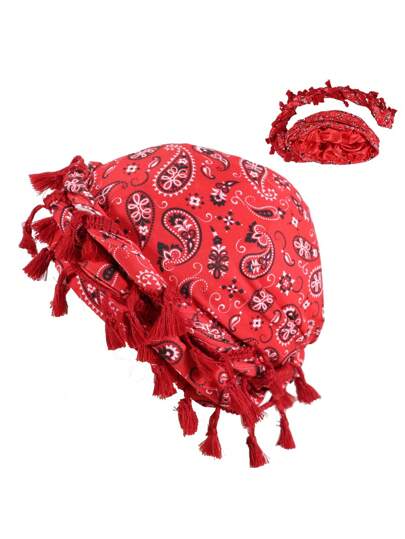 Unisex Retro Tassel Knot Headband Turban Twisted Braid Beanie Cap, Personalized Hair Head Wrap