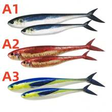 2 Mồi mềm giống thật, Mồi câu cá đuôi chẻ, Phụ kiện câu cá - nhiều màu - Xem 1