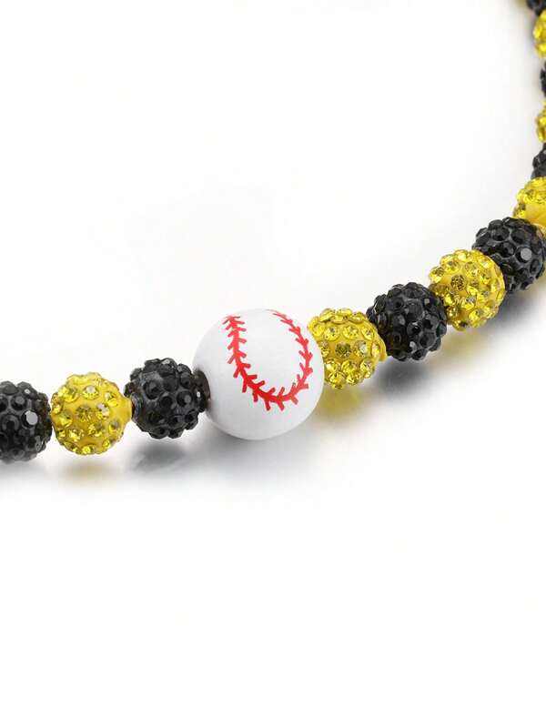1 PIEZA Collar de cadena de cuentas con temática de béisbol, estilo deportivo para hombres, mujeres y atletas, Colección bling hielo, Joyería de collares de béisbol, Regalo para padre, hijo, familia, Navidad, San Valentín, mamá, madre, Día de la Madre