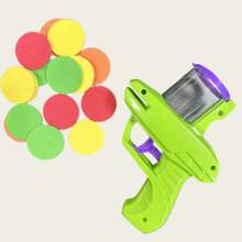 1 pieza Juguete interactivo para gatos con diseño de patrón de dibujos animados, 15 discos de espuma, plástico duradero, sin batería, color aleatorio