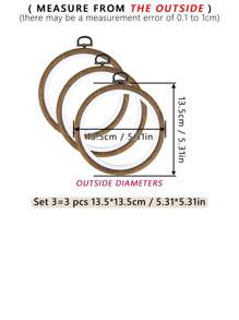3 peças DIY Handmade Round Brown Retro Wooden Grain Cross Stitch Bordado Hoops, 7 opções de tamanho, material ABS + PVC de alta qualidade e durável, gancho de metal para pendurar, adequado para Halloween, Natal, chaveiro de telefone, bolsa, decoração de cabelo, mesa e decoração de carro - Castanho - Ver 17