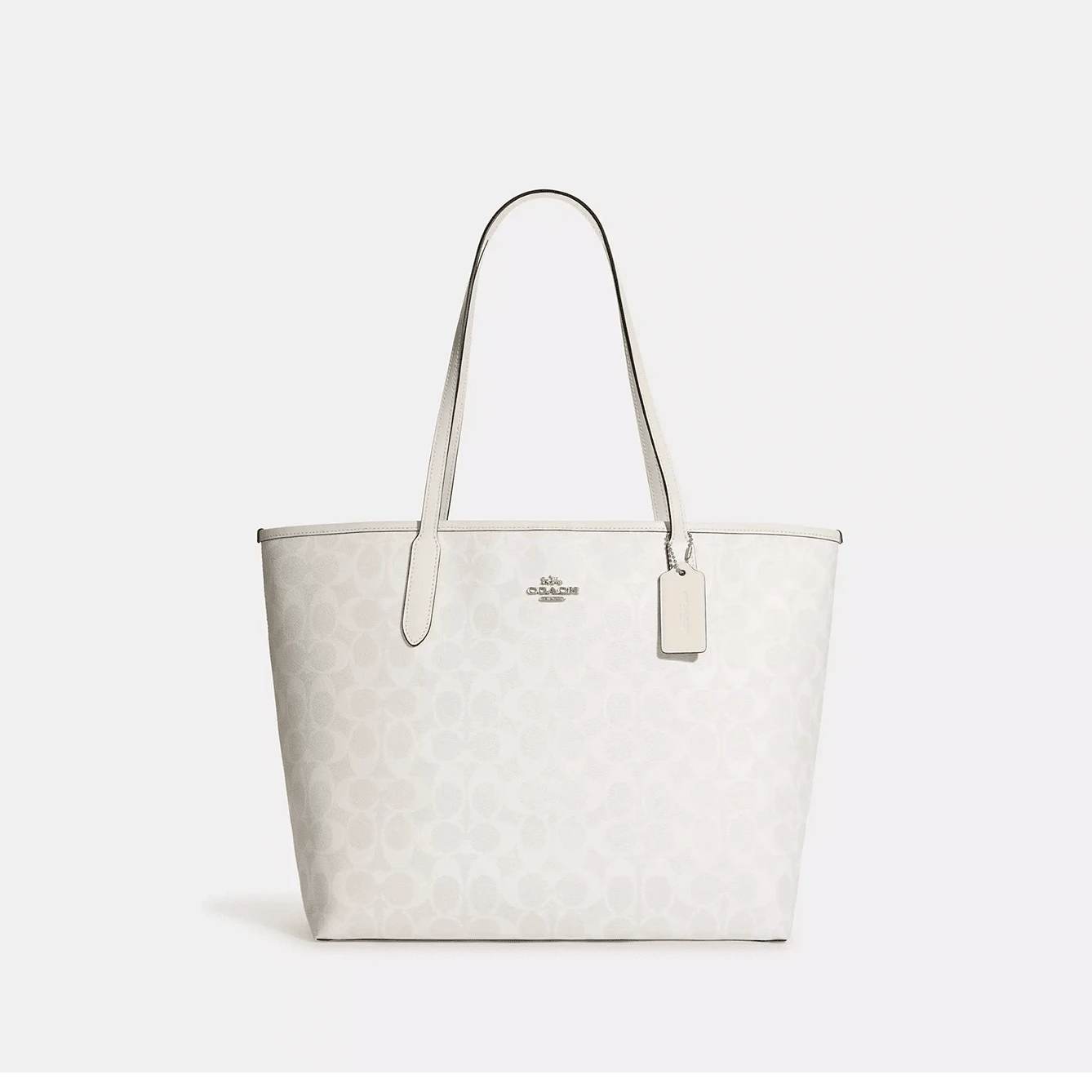 Coach 小号城市手提包，女士单肩包，休闲手提包，皮革，白色 - CT859 IMCHK - 白色 - 查看 1