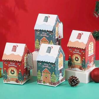 Colorful Christmas Snowman & Gingerbread House Shape Gift Boxes, Ornament Boxes, Packaging Boxes