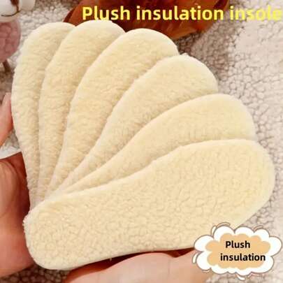 1 Pair Fluffy Insoles, Thick & Comfortable, Trimmable, Breathable & Absorbent, Soft & Cozy, Warm For Winter