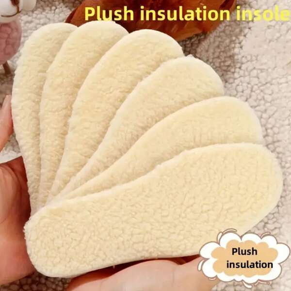 1 Pair Fluffy Insoles, Thick & Comfortable, Trimmable, Breathable & Absorbent, Soft & Cozy, Warm For Winter
