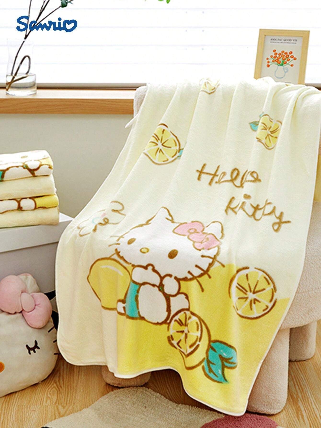 Sanrio 1 PC Officially Licensed Cute Yellow Blanket Bath Towel Quilt