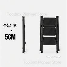 Ladders Folding Ladder For Home 3 Step Carbon Steel Foldable Stair Ladders Anti-Slip Ladder Chair Folding Stairs Stool - 3步-黑色 - 查看 6