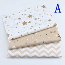 3 Pcs/Lot Cartoon Starry Sky Cloud Star Series Twill Fabric Five Pointed Star Crown Design Printed Cloth Geometric Stripe/Wave Pattern Design DIY Handmade Cloth Head Quilting Patchwork Cloth Group Pillow Cover Cloth Block Sewing Scrapbooking Cloth Tecidos Calico