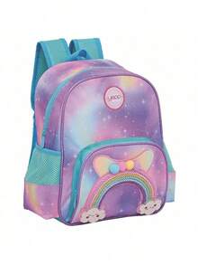 Girl's Backpack Pink Purple Rainbow School Bag - 紫色 - 查看 1