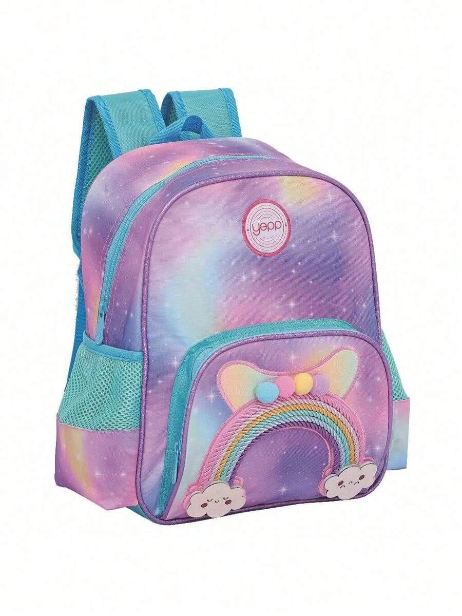 Girl's Backpack Pink Purple Rainbow School Bag - 紫色 - 查看 1