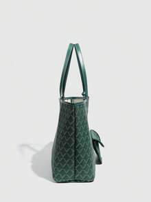 2件套女包套装秋冬新款大容量手提单肩包零钱包腋下单肩包手提包旅行包 - 綠色 - 查看 4