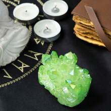 Natural Light Green Aura Titanium Crystal Quartz Cluster - Rough Specimen For Home And Office Decoration, Creative Gift And Jewelry Ornament - Green - View 6