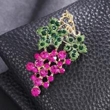 1 件水钻葡萄形金属胸针，花卉水果乡村风格服装装饰配件，防止女性衣柜故障 - 彩色 - 查看 6