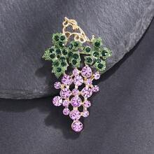 1 件水钻葡萄形金属胸针，花卉水果乡村风格服装装饰配件，防止女性衣柜故障 - 彩色 - 查看 4
