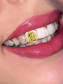 1 件闪电牙套空心个性化假牙万圣节单颗金牙嘻哈牙科首饰，适合男女 - 彩色 - 查看 5