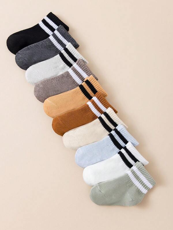 10 Pairs Of Baby Unisex Socks Cute Soft Toddler Stretch Socks