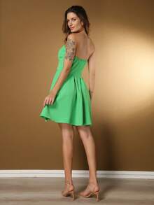 Short Godet Dress - Màu xanh Bạc hà - Xem 2