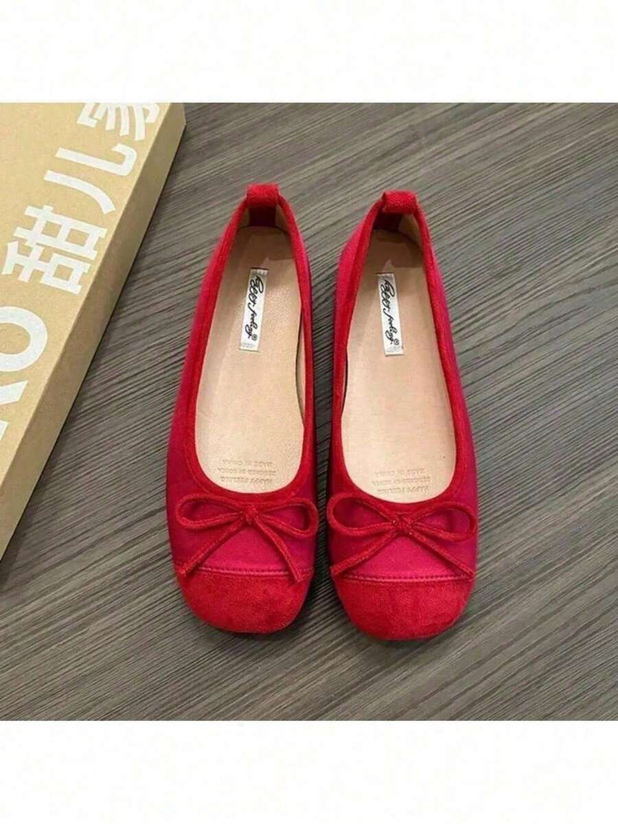 2024 Red New Women Flat Shoes Fashion Shallow Slip On Ladies Elegant Ballerinas Shoes Soft Flat Heel Outdoor Casual Mary Jane S - 紅3 - 查看 1