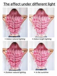 1piece Pink 24 Inch Long Curly Synthetic Wig With Bangs For Women Pink Hair Daily Cosplay Party Wigs - 粉色 - 查看 9