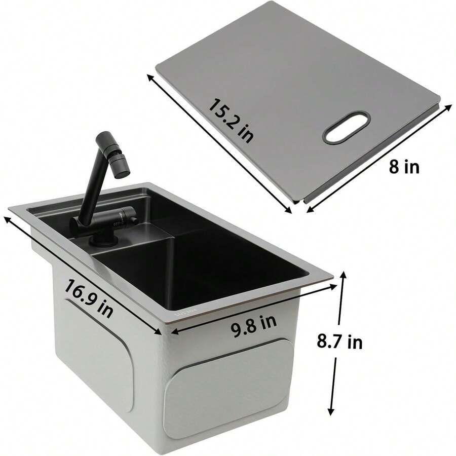 Drop In Kitchen Sink, 16.9 X 9.8 X 8.7 Inch Topmount Bar Sink 304