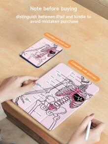 Skeleton Pattern Protective Case, Compatible With Samsung & & Apple & & Kindle E-Book. Tablet Protective Case Has A Pen Slot And Supports Auto Sleep/Wake Function