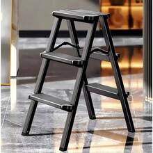Ladnamy Black Ladder Thickened Aluminum Alloy Herringbone Ladder Indoor Climbing Multifunctional Step Stool - 黑色 - 查看 2