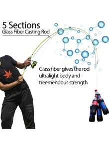 SOUGAYILANG 3 色超轻钓鱼竿旋转/抛投钓鱼竿，配有舒适的 EVA 握把，5 节便携式旅行钓鱼竿 - 黃色 - 查看 8