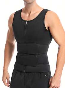 Sauna Suit For Men 2 In 1 Waist Trainer Sauna Shirt For Men Sweat Band For Stomach - Black - View 6