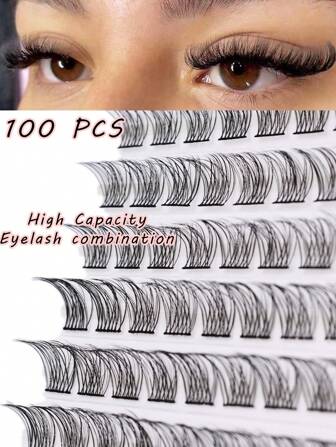 100 st C-Curl naturliga mjuka ögonfransförlängningar av fuskmink, gör-det-själv-ögonfranskluster, 10-14 mm franskluster, individuella lösögonfransar